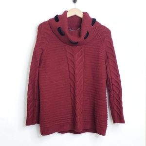 Karl Lagerfeld paris burgundy cowl oversized sweater. Size Large. Velvet…